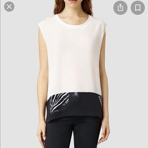 All Saints Sleeveless Beige Blouse wPattern (Sz 6)